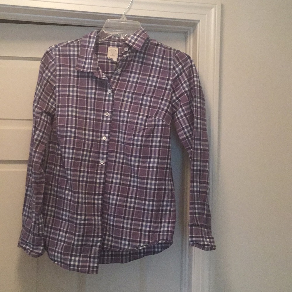 Purple and white Perfect Fit Shirt from J.Crew